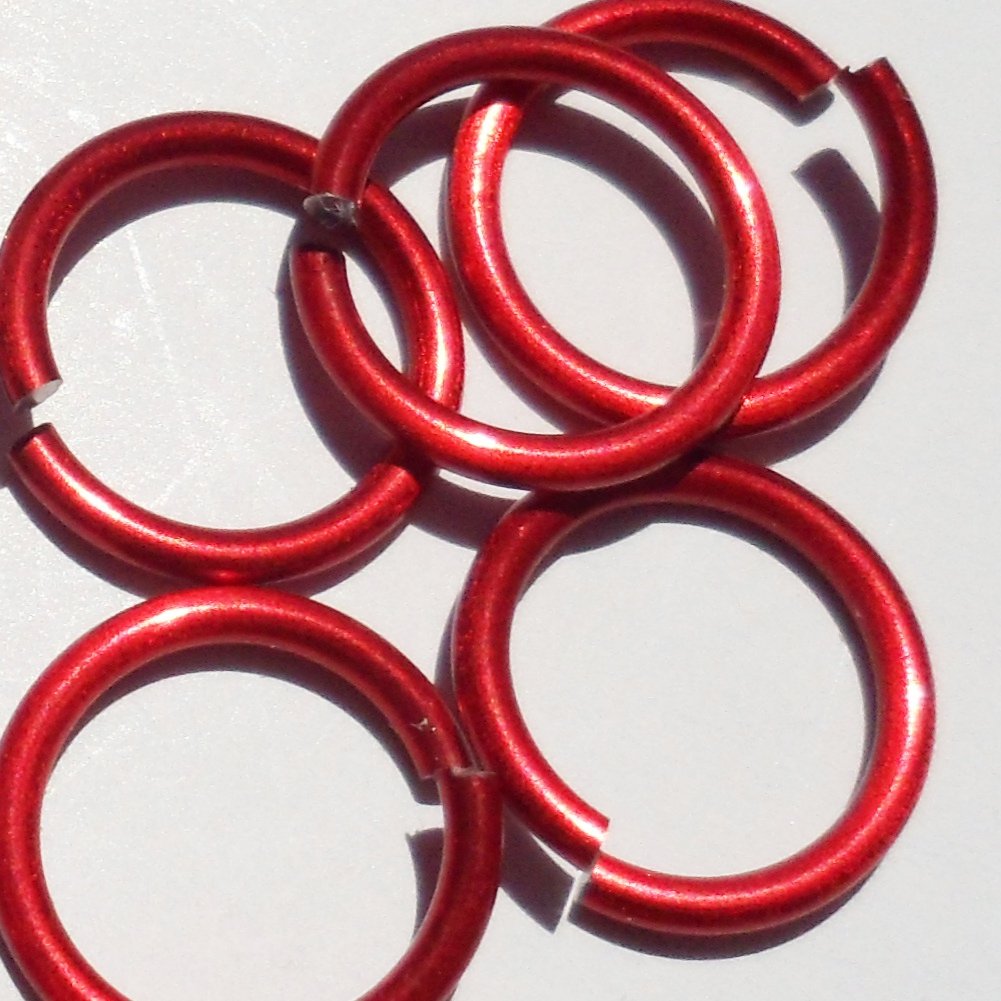 RED Anodized Aluminum Jump Rings 250 1/4 18g Saw Cut