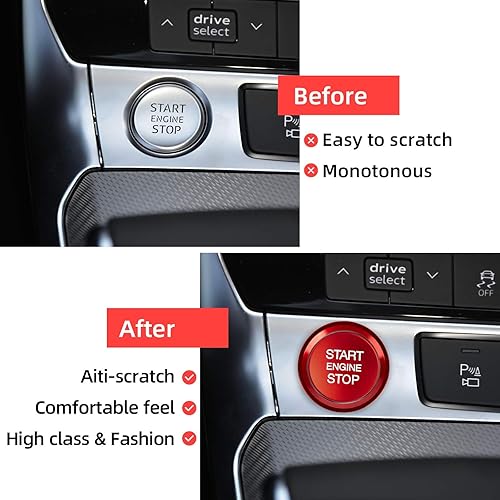 Miniatura 3 de Cubierta decorativa para botón de arranque del motor de automóvil, anillo y moldura para Audi A4LA5A6LA7A8Q3Q5Q7, aleación de aluminio, accesorios