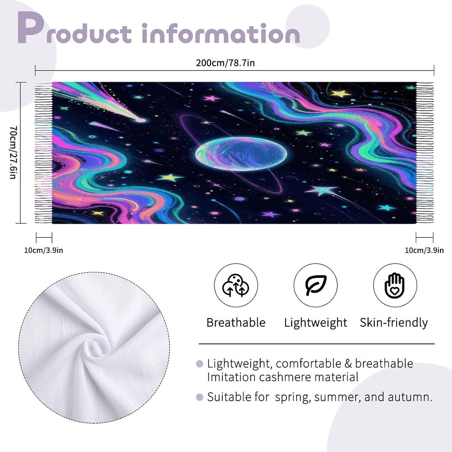 Starry Cosmos Scarf for Women Men Classic Fashion Blanket Scarves Soft Cashmere Feel Scarf Cold Weather Warm Long Shawl Winter Large Scarves Classic Blanket Scarfs Thick