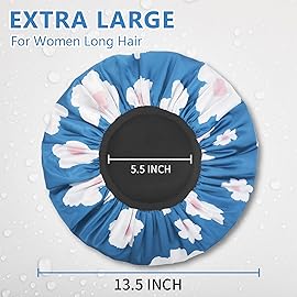 Aquior Shower Cap,Terry Lined Shower Cap for Women Reusable, Triple Layer Waterproof Bath Cap, Extra Large for Women Long Hair