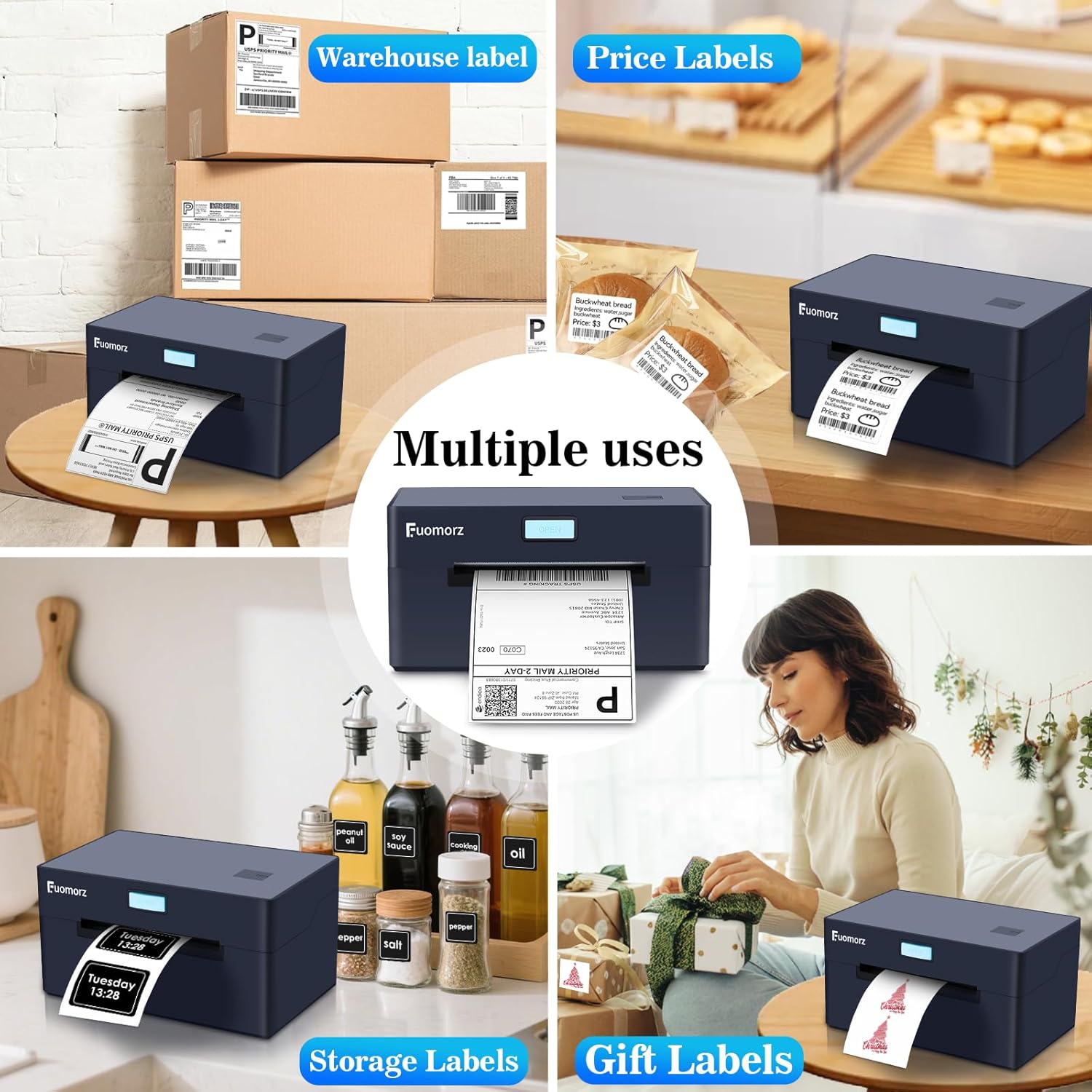 Thermal Shipping Label Printer for Small Businesses，4x6 Wireless Shipping Label Printer，Bluetooth Label Maker Support Android,Mac,iPhone and Windows,Used for Amazon,Ebay,Shopify,Etsy,USPS