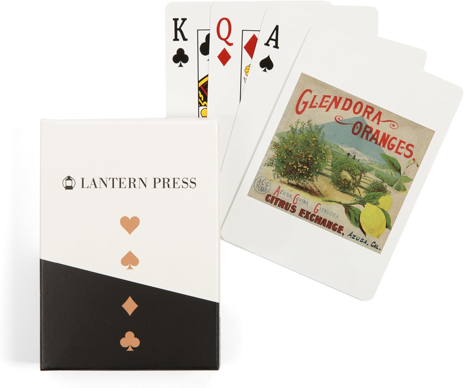 Lantern Press Glendora Oranges Brand, Azusa, California, Citrus Crate Label, 52 Playing Cards for Adults, Poker Size Card Deck