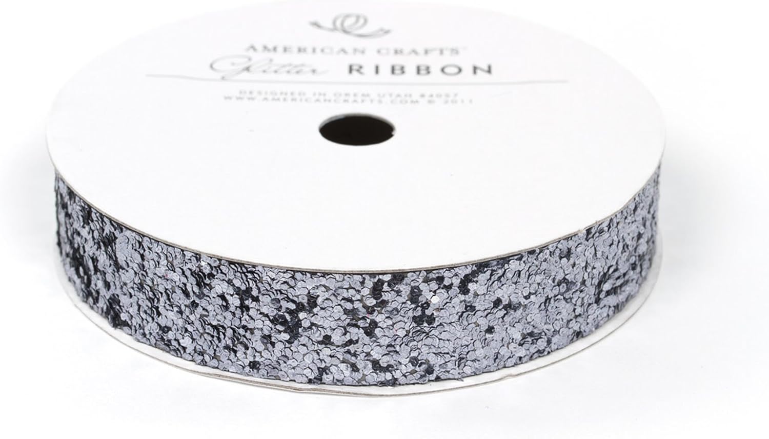 American Crafts Solid Large Glitter Ribbon, .625-Inch, 3 Yards, Rouge