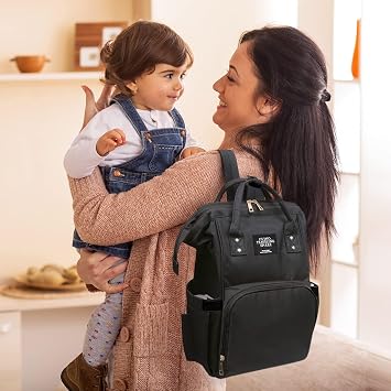 Vicloon Baby Changing Bag Backpack, Multi-Function Nappy Changing Back Pack, Waterproof Diaper Bag Maternity Bags Mum Dad Backpack, Black
