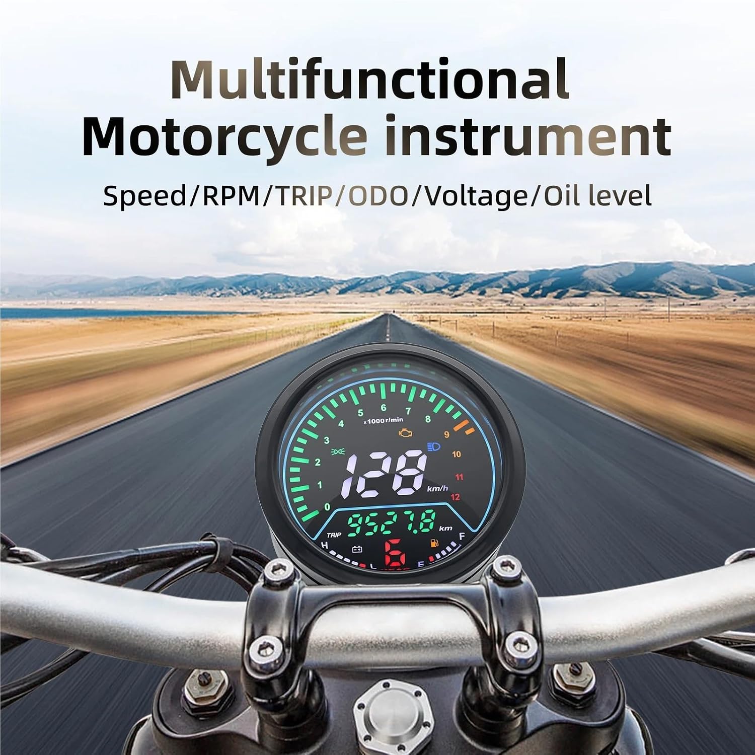 Prędkościomierz motocyklowy Motocykla instrumenty Uniwersalny motocyklowy prędkościomierz cyfrowy licznik deski rozdzielczej obrotomierz wskaźnik przebiegu pasuje do Suzuki GN125 Gauge and Sensor