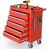 5-Drawer Tool Chest Toolbox, Rolling Tool Chest with Wheels, High Capacity Detachable Mobile Tool Storage Cabinet for Garage, Workshop, Mechanics and Repair Room Red