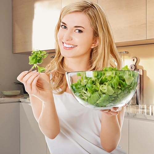 Miniatura 3 de Qxbekmor Ensaladeras y cuencos grandes de acrílico para servir, ideales para servir ensaladas, palomitas de maíz, papas fritas, salsas, condimentos,