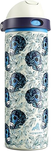 Miniatura 64 de POWCAN - Botella de agua aislada, 24 oz, tapa 2 en 1, boquilla de botón, popote abatible, a prueba de fugas, acero inoxidable, para portavasos