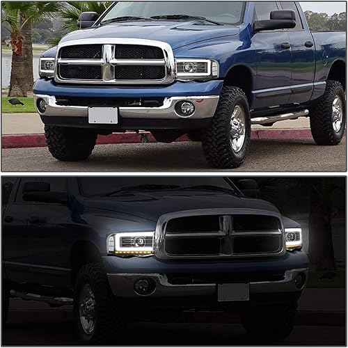 Miniatura 10 de DNA MOTORING Cromotransparente HL-LB-DR02-CH-CL1 Par de faros LED DRL para faros delanteros compatibles con 02-05 Ram 1500 2500 3500, esquina