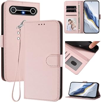Flip Cover Compatible with Tecno Pova Slim/Spark SlimStrap LanyardCard Slot WalletPhone CaseMagnetic Clasp Stand Pink