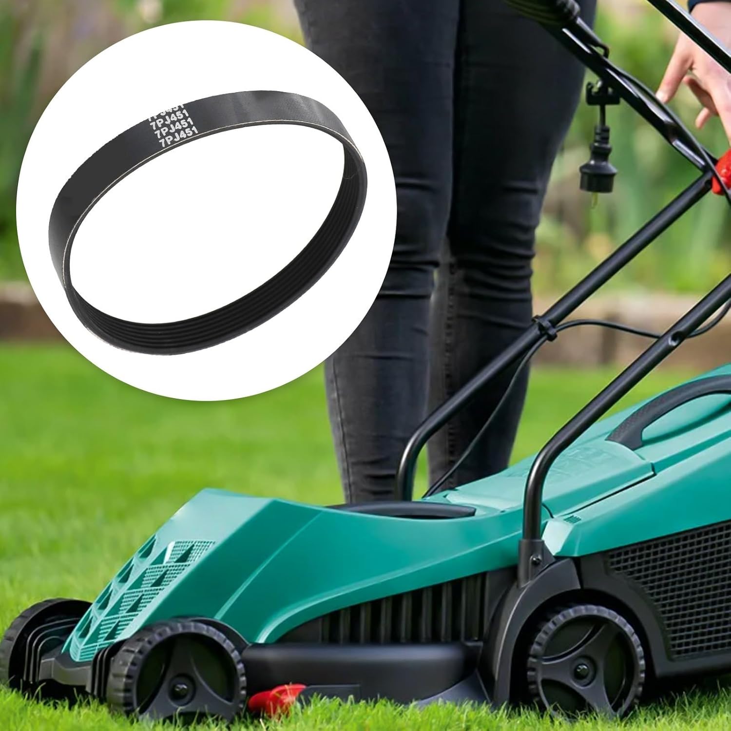 7Pj451 Replacement Drive Belt for Bosch for Rotak 320 Lawnmower 16Mm Wide 7 Rib Rubber Belt with 451Mm Outer Circumference for Rotak 320