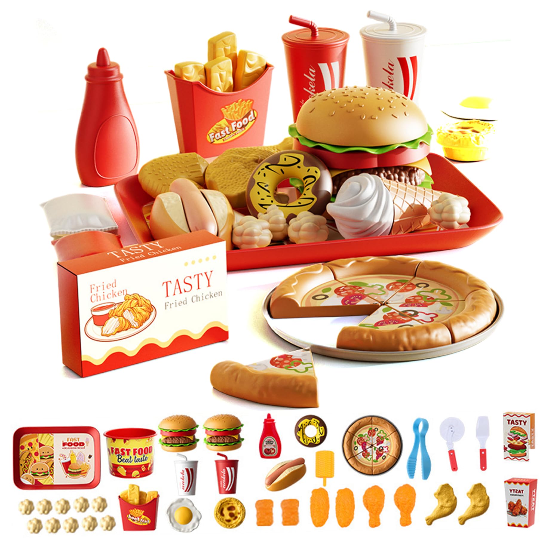 Jeu de Restauration Rapide Enfant Anti-Ennui Dinette Complète avec Plateau