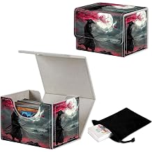 Stylish MTG Deck Box for 110+ Cards, Magnetic Commander Deck Case with Bonus Game Card Pouch, Durable Storage for TCG and Sleeved Magic Cards, Samurai