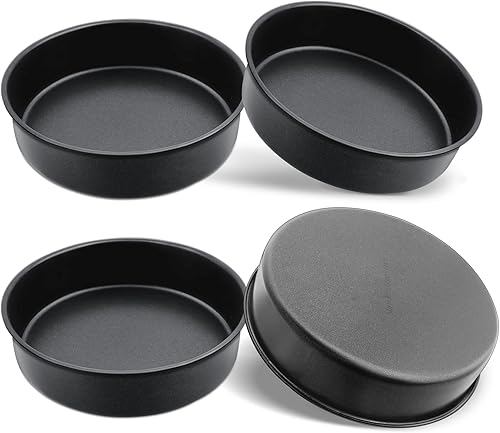 E-far Molde para pasteles de 8 pulgadas, 4 moldes redondos antiadherentes para hornear pasteles para bodas, cumpleaños, pasteles de capas, núcleo de