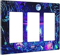 Vista 209 de Placa de pared de tortugas marinas, hierba oceánica, medusas, peces y algas marinas, placa de pared de doble palanca, cubierta de interruptor de luz