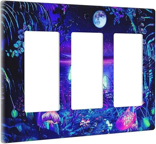 Miniatura 209 de Placa de pared de tortugas marinas, hierba oceánica, medusas, peces y algas marinas, placa de pared de doble palanca, cubierta de interruptor de luz