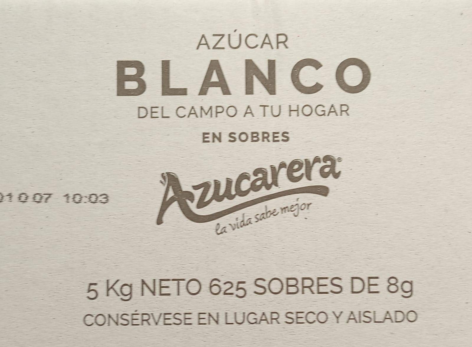 Azúcar blanco 625 sobrecitos de 8g. / 5 Kilos.