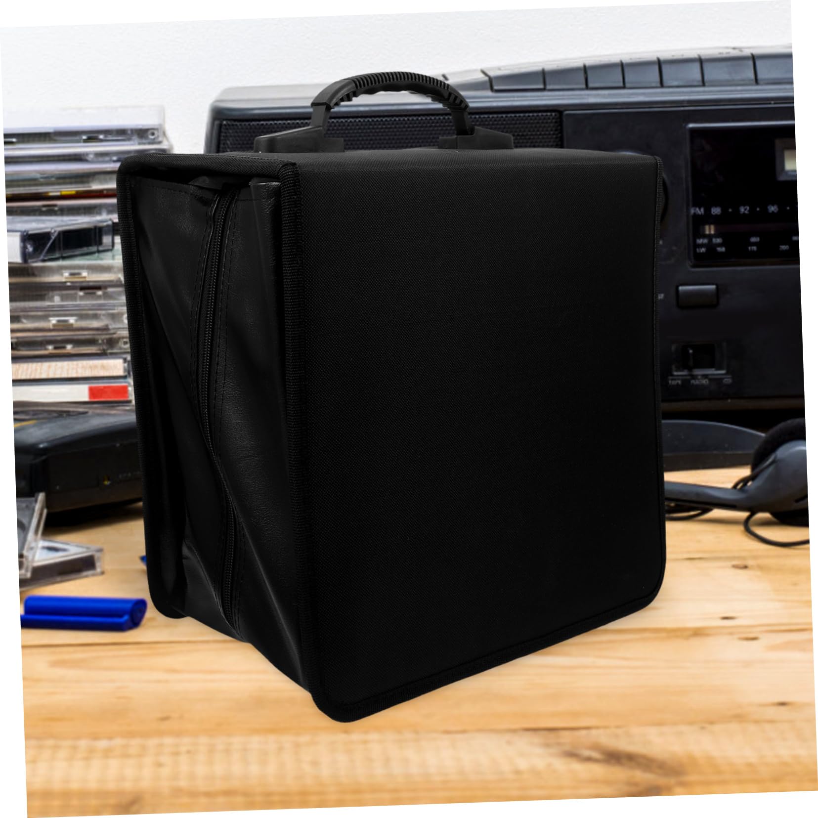 Mobestech Portaoggetti Per Dvd in Pu Da Dischi Organizer Cd Con Maniglia Raccoglitore Per Cd Custodia Per Dischi Per Auto e Viaggi