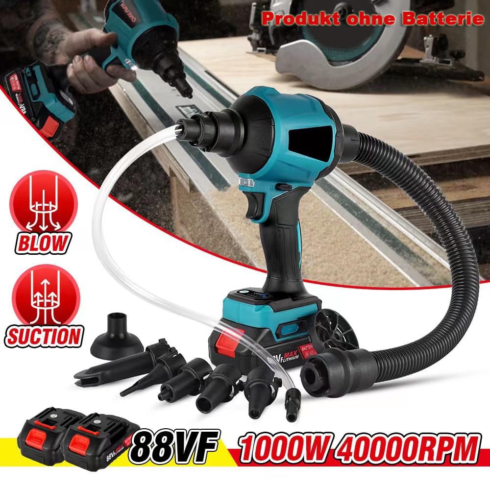 Soplador de aire sin escobillas, motor de alta velocidad, compatible con batería Makita de 18 V, soplador de hojas para camping, barbacoa y taller, batería (no incluida)