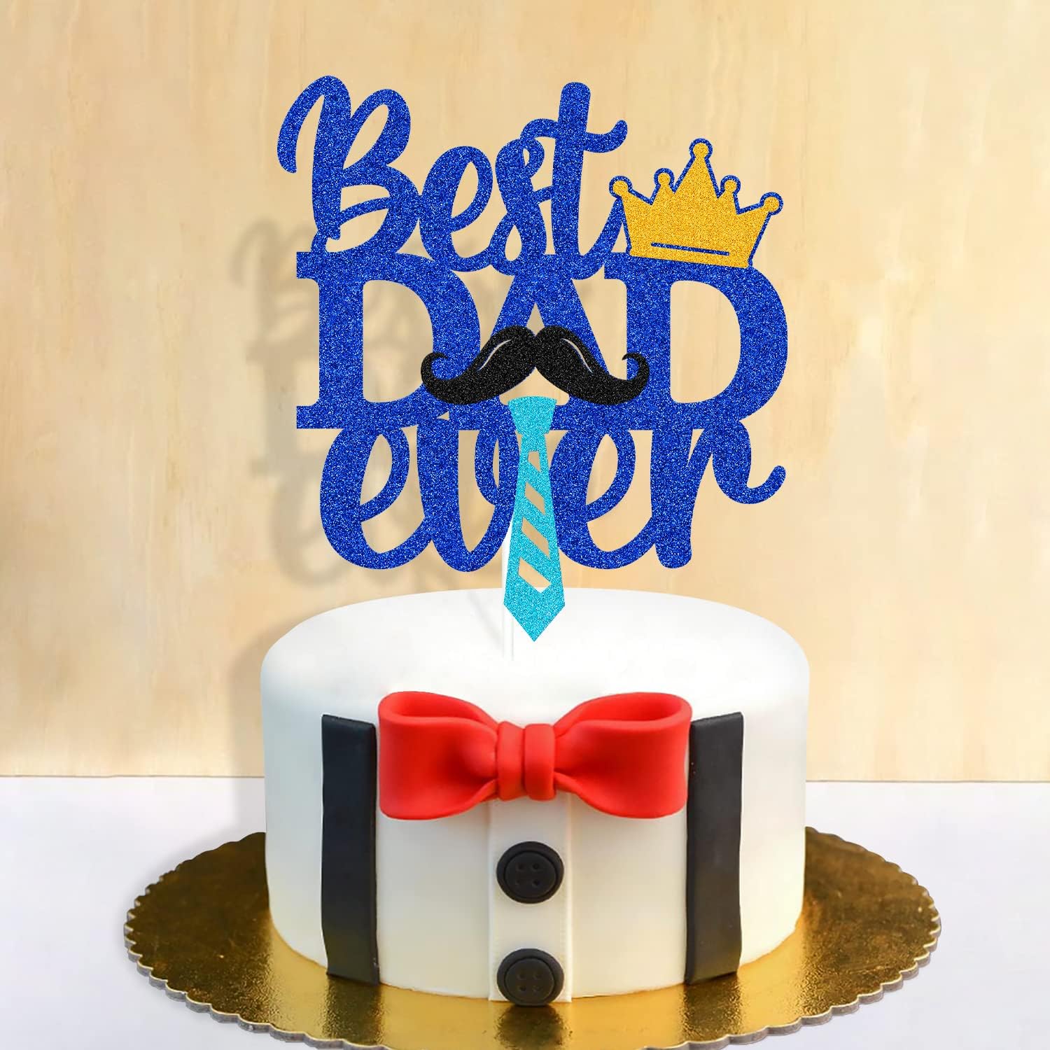 Best Dad Ever Cake Topper Happy Father’s Day Cake Decoration We Love You Daddy Happy Father’s Day Birthday Party Supplies Glitter Blue Decoration