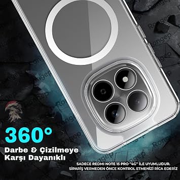 Rongep [Mag-Mika] Redmi Note 15 Pro 4G için Şeffaf Telefon Kılıfı Kamera Yükseltili [MagSafe ile Uyumlu] Güçlü Manyetikli İnce Hafif ve Sert PC Tasarımlı Redmi Note 15 Pro 4G Kılıfı (Şeffaf)