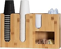 Vista 1 de Mind Reader Estación de tazas y condimentos, organizador de encimera, barra de café, rayón de bambú, 16.42 pulgadas de largo x 4.17 pulgadas