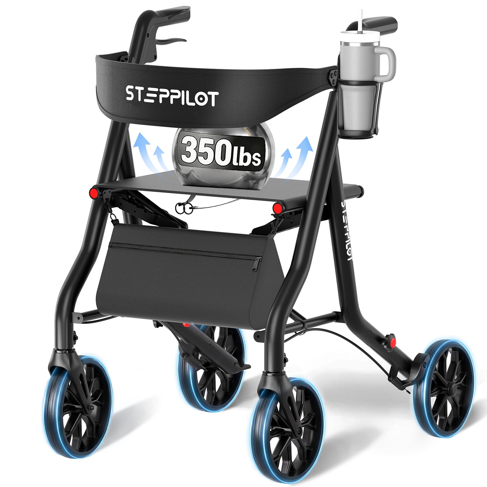 Rollator Walkers for Seniors with Seat Supports 350lb,19.2 Lbs — Amazon image 8