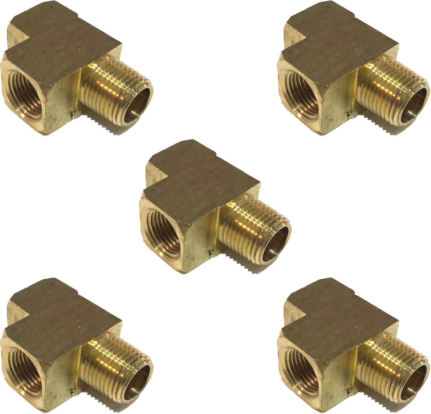 Brass Street TEE 1/2 NPT Fuel / AIR/ Water / Oil/ Gas WOG (Qty 05)