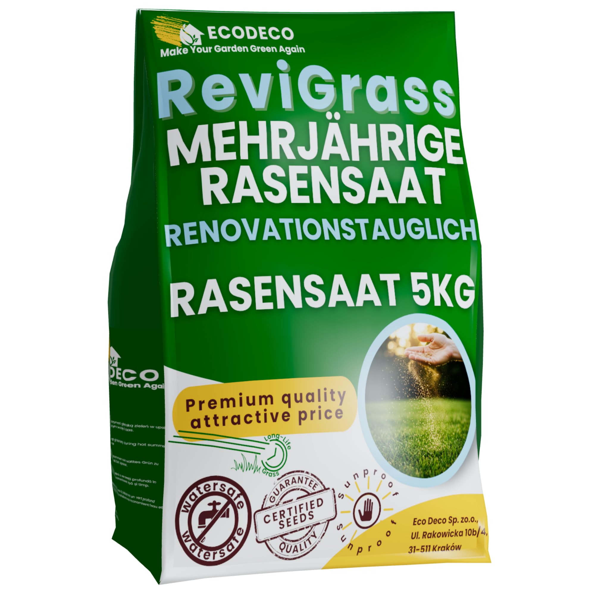 Semi Prato a Crescita Rapida 5kg per 200m² | Sementi Erba per Rigenerazione e Semina – Mix 100% Loietto Perenne e Festuca Resistente per Tappeto Erboso Folto e Durevole