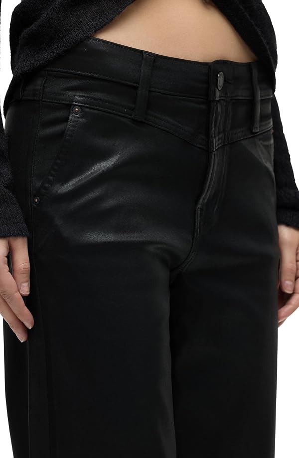 Hudson Women's Rosie High Rise Wide Leg Ankle Jean, Coated Black Beaut, 25 by HUDSON - Used condition - Image 5