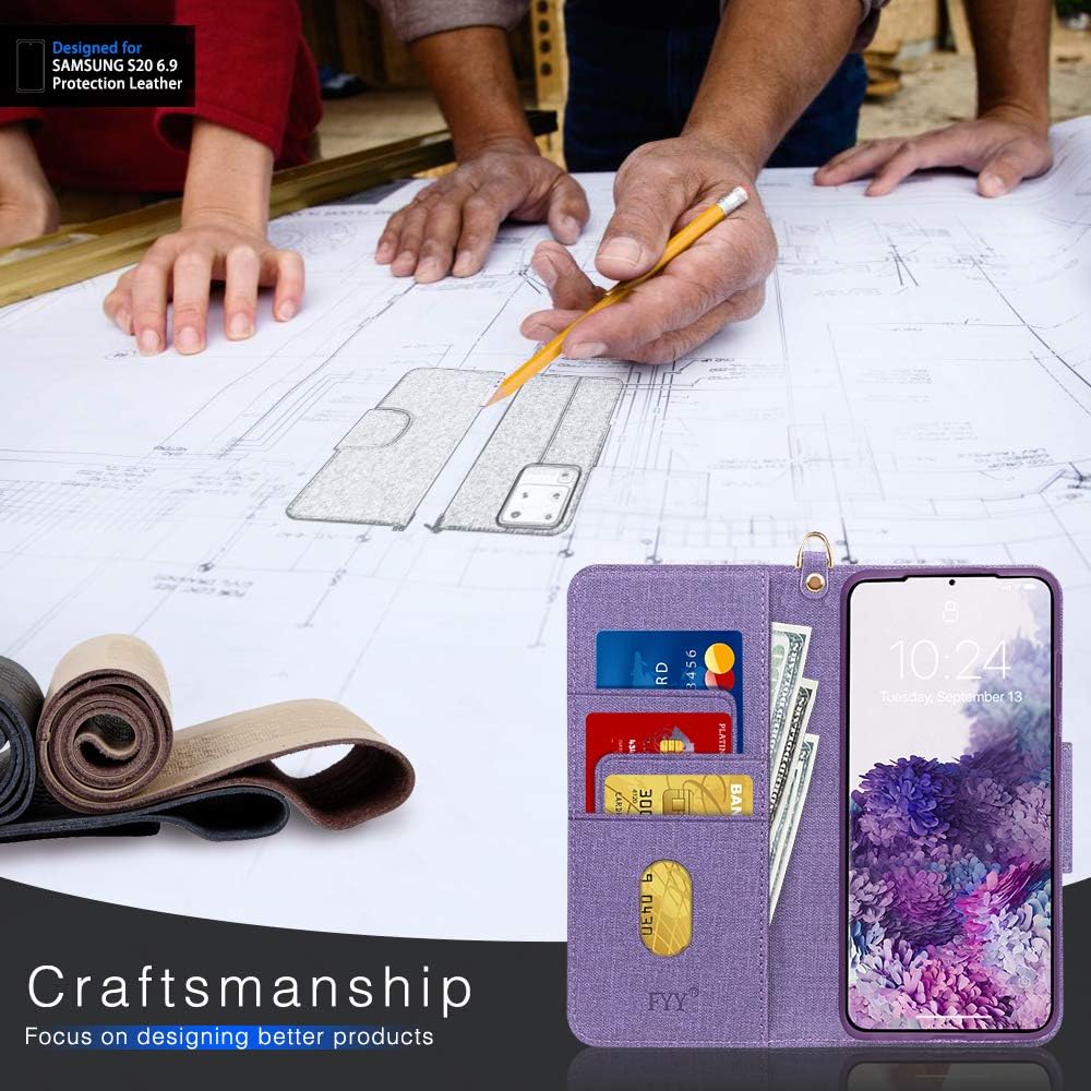 FYY Case for Samsung Galaxy S20 Ultra 5G 6.9", [Kickstand Feature] Luxury PU Leather Wallet Case Flip Folio Cover with [Card Slots] and [Note Pockets] for Galaxy S20 Ultra 5G 6.9 inch Purple