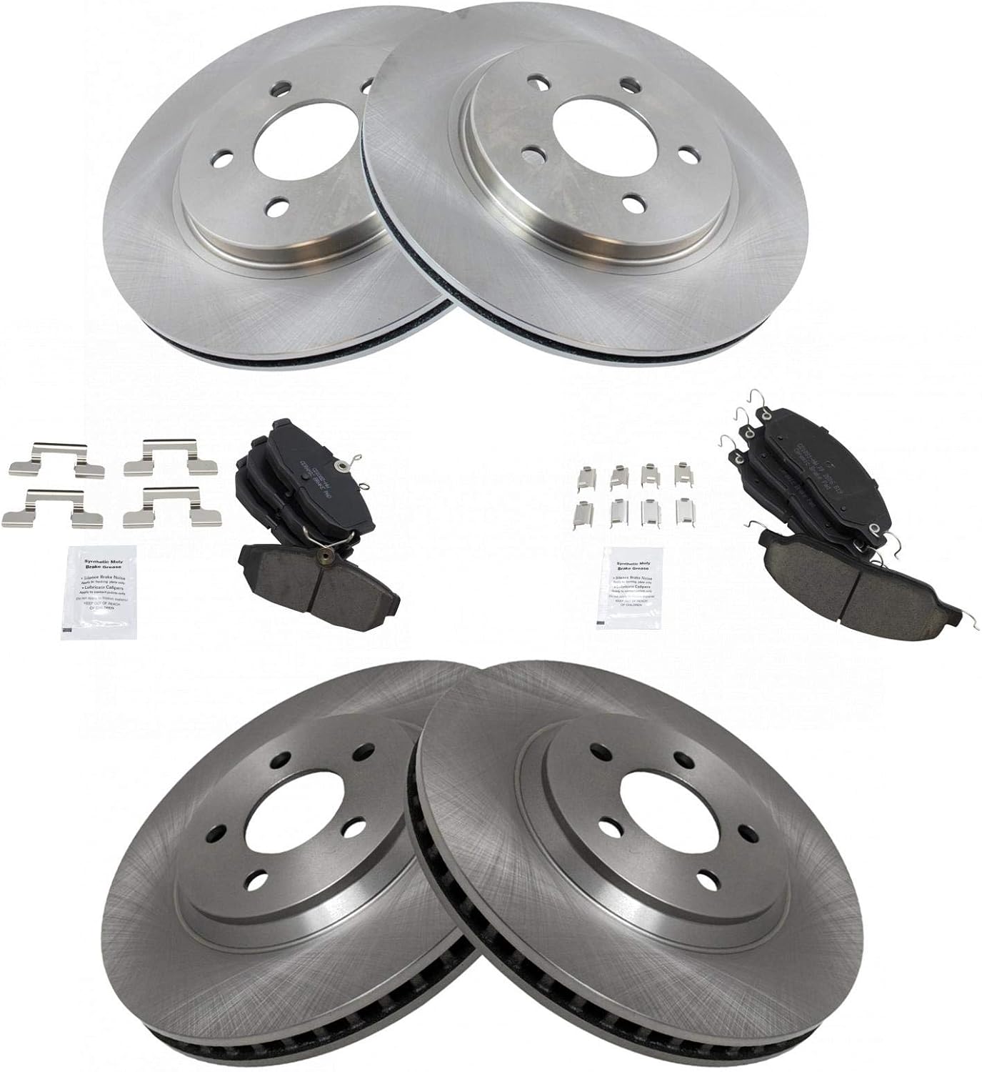 TRQ Front and Rear Brake Pad & Rotor Kit Brake Pads Brake Rotor Ceramic Compatible with 2005-2014 Ford Mustang