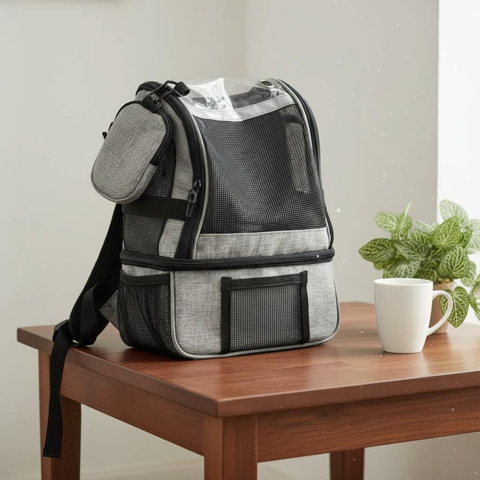 Portatile Borsa Ossigeno da Trasporto Organizer per Concentratore Respiratorio Tasca Separabile Cinghie Regolabili Rete Arieggiata Adatta a Viaggi Shopping Attività Esterne, Viola