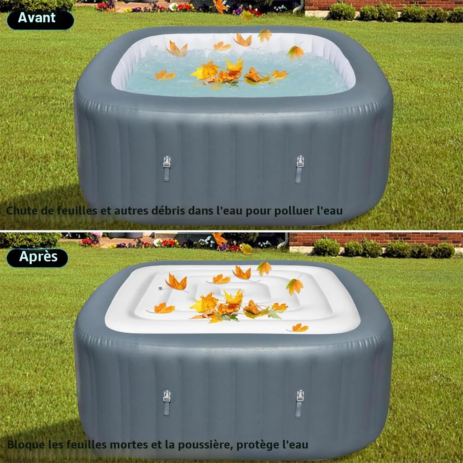 Housse Gonflable en PVC - Coupe-Vent et imperméable - Économie d'énergie - 145 cm/165 cm - Carré