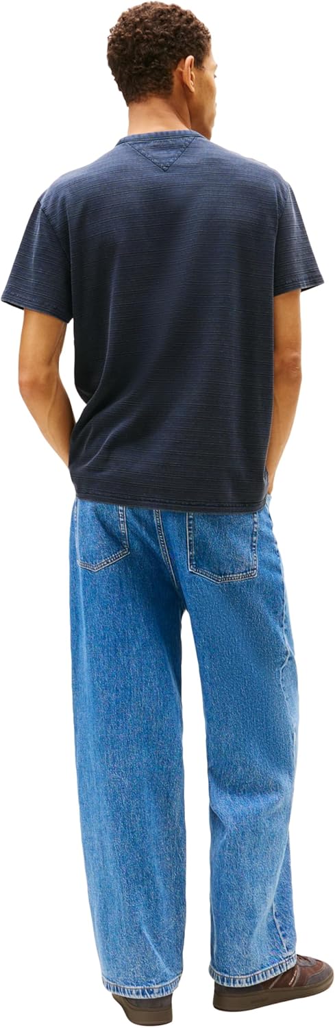 Tommy Jeans Mens Short Sleeve Cotton Graphic T-Shirts with Embroidered Tonal Logo - Image 4