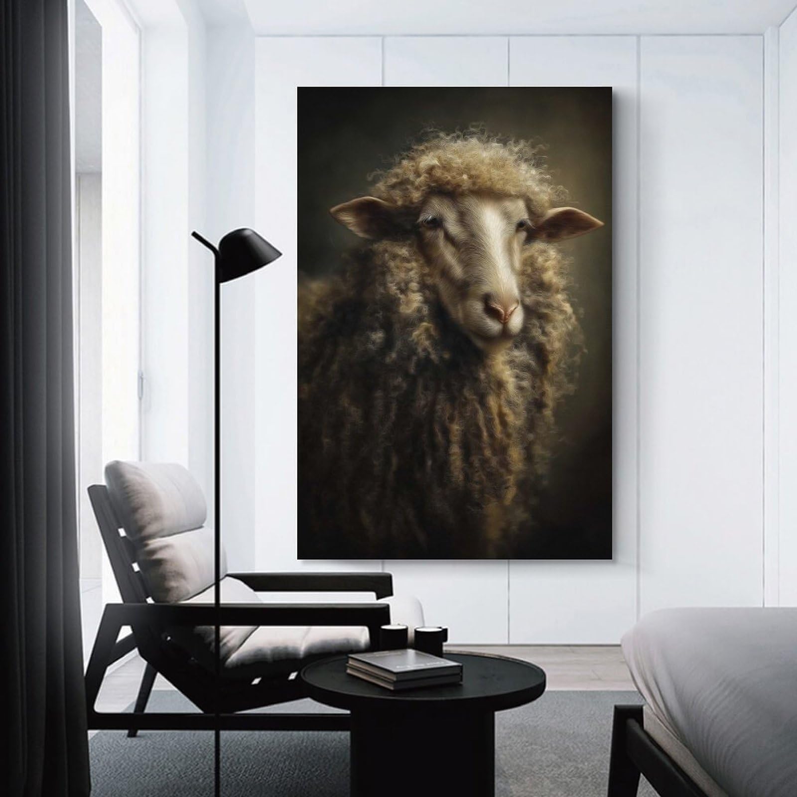 Junmoney Unframe-Style-24 Decorative Wall Artwork Portrait Of A Sheep(2), 08X12inch(20X30cm), For Lounge, Bedroom Or Personal Spaces, Gift Idea For Housewarming And Birthdays