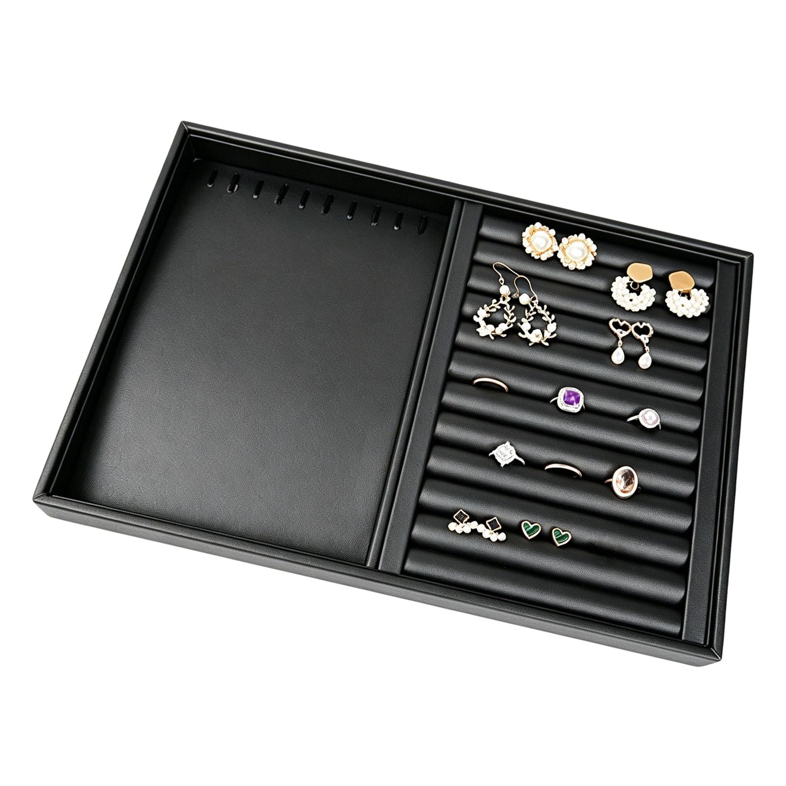 KAHDGSS Luxurious Leather Jewelry Holder Tray Featuring Spacious Sections for All Your Valuable Items Anti Jewelry Holder
