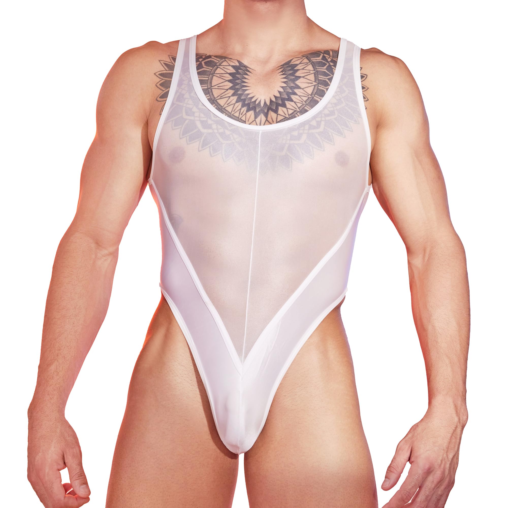 YOOBNG Mens Sheer Wrestling Singlet Mesh Straped Bodysuit Leotards for Clubwear — image 1