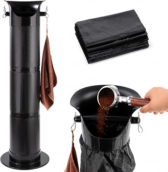 Espresso Knock Box for Coffee Grounds, Commercial Knock Box with 30pcs Garbage Bags, Easy-Clean Extra Large Dump Bin for Espresso Machines, Coffee Shop Station