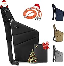 2025 IUHFSIFS Upgrade Sling Bag for Men and Women Cross Body Chest Small Man Bag / Anti Theft Crossbody Bag Women and Man【Multi Pockets & Extremely Waterproof】With Passport Card Holder And Data Cable