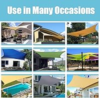 Vista 6 de Toldo triangular de bloqueo UV, toldo impermeable para jardín al aire libre para patio con kit de herrajes de acero inoxidable 304, gris, 6.5 x 6.5