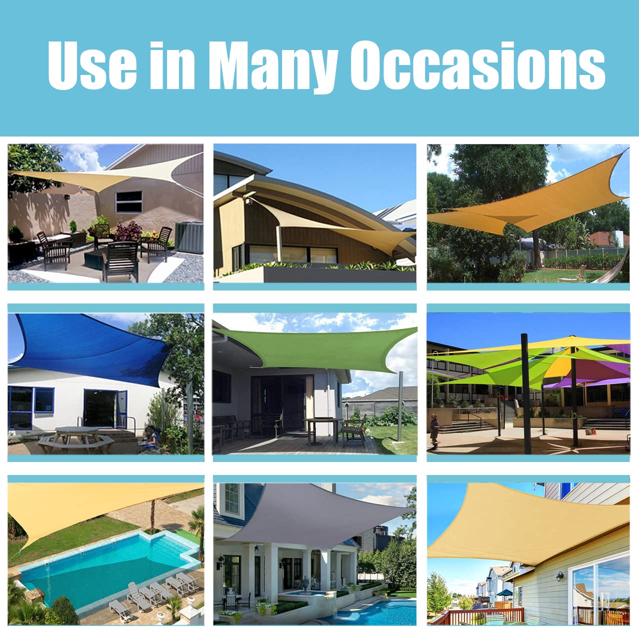 Insun UV Block Triangle Sun Shade Sail, Waterproof Outdoor Garden