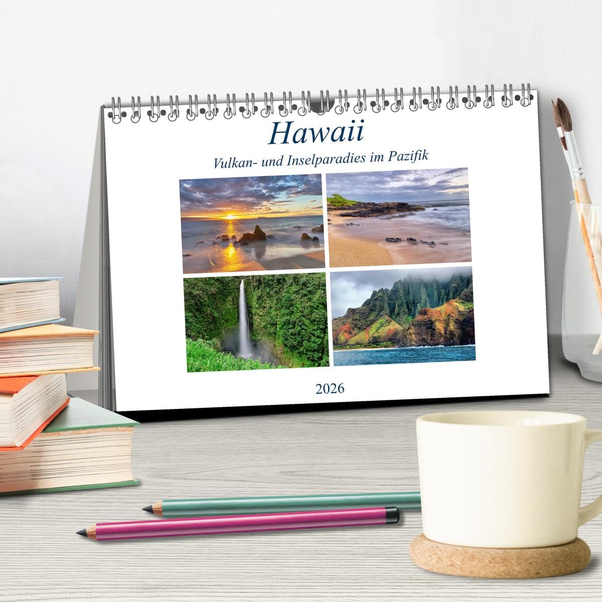 Hawaii - Vulkan- und Inselparadies im Pazifik (Tischkalender 2026 DIN A5 quer), CALVENDO Monatskalender: Bilderreise über die Hawaii Inseln Kauai, Maui, Oahu und Big Island