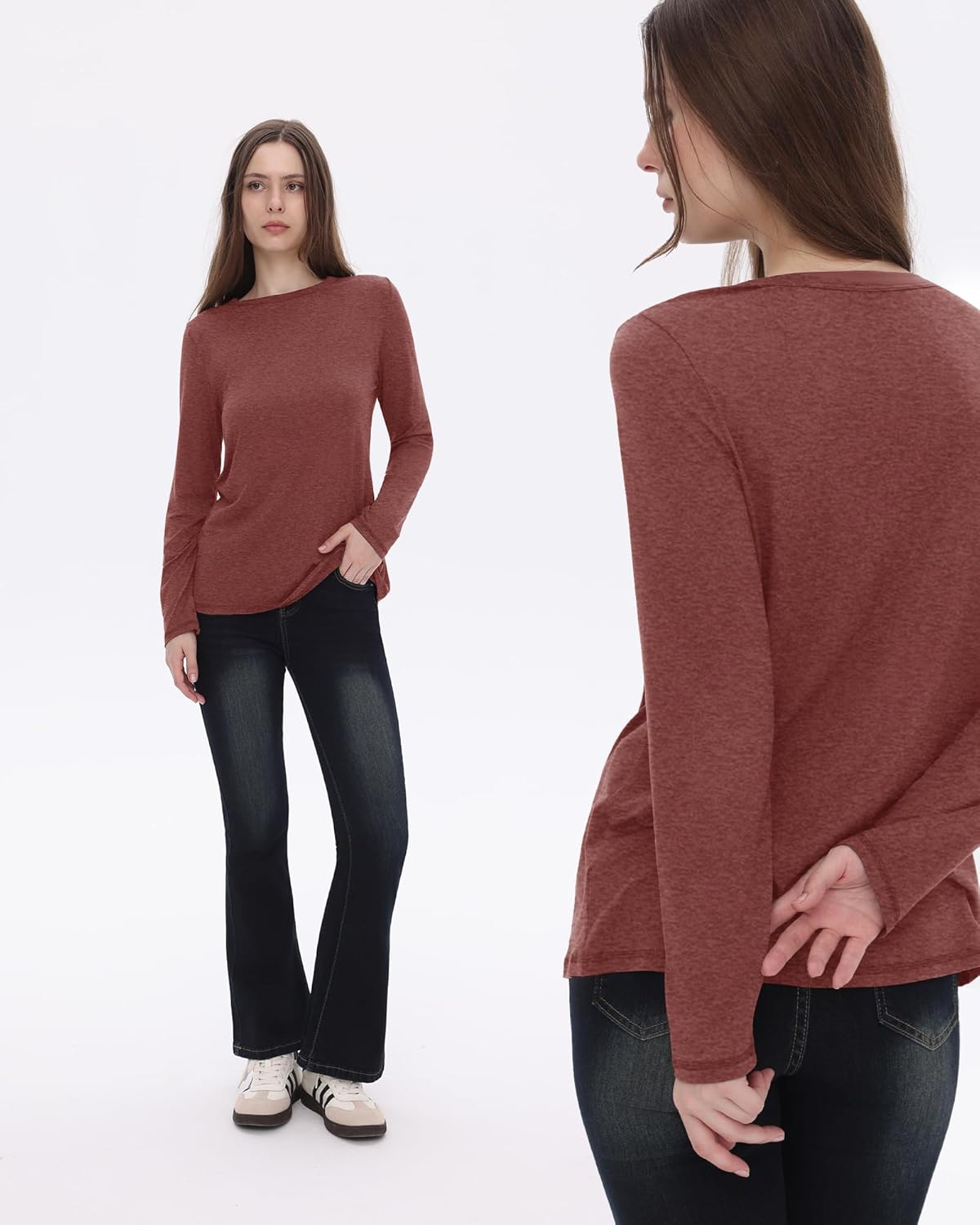 GAYHAY Long Sleeve Shirts for Women - Fall Winter Clothes Crew Neck Casual Tops Loose Fit Tees Fashion Outfits 2025 - Image 2