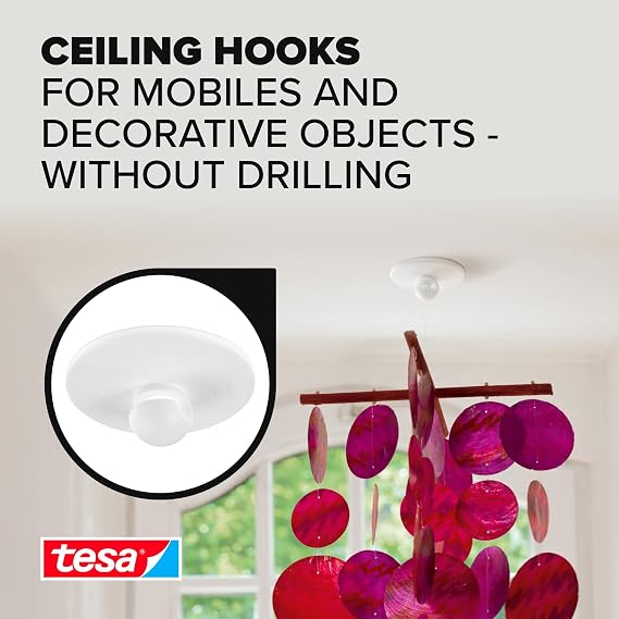 tesa Ceiling Hook for Wallpaper and Plaster - 0.5 kg - 1 Hook