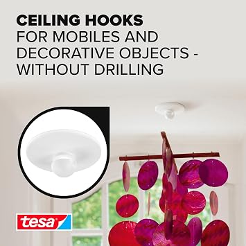 tesa Ceiling Hook for Wallpaper and Plaster - 0.5 kg - 1 Hook