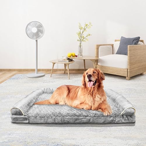 Miniatura 1 de Cama ortopédica para perro, extra grande con espuma viscoelástica, funda impermeable y lavable (36 pulgadas, gris)