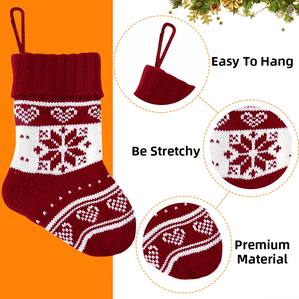 Set 2 Calze Natalizie Rosse Da Appendere - Piccole, In Maglia, Per Decorazioni Albero O Camino, Personalizzabili