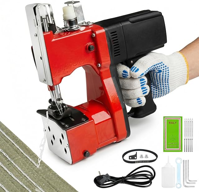 Handheld Bag Sewing Machine,Electric Industrial Portable Leather Sewing Machine for Feed Bag,Tarp,Sack Woven,Sandbags and Packing Bags