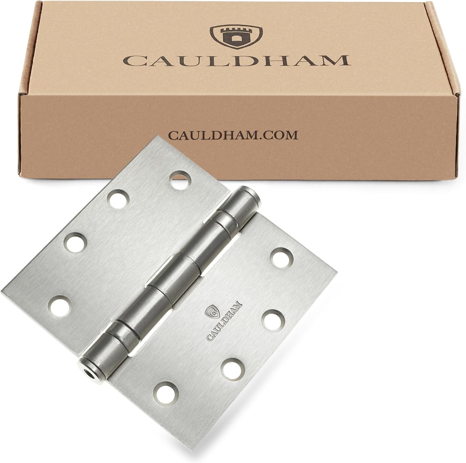 Cauldham (3 Pack) Commercial-Grade 4-1/2" Full Mortise Ball-Bearing Door Hinges - Satin Nickel